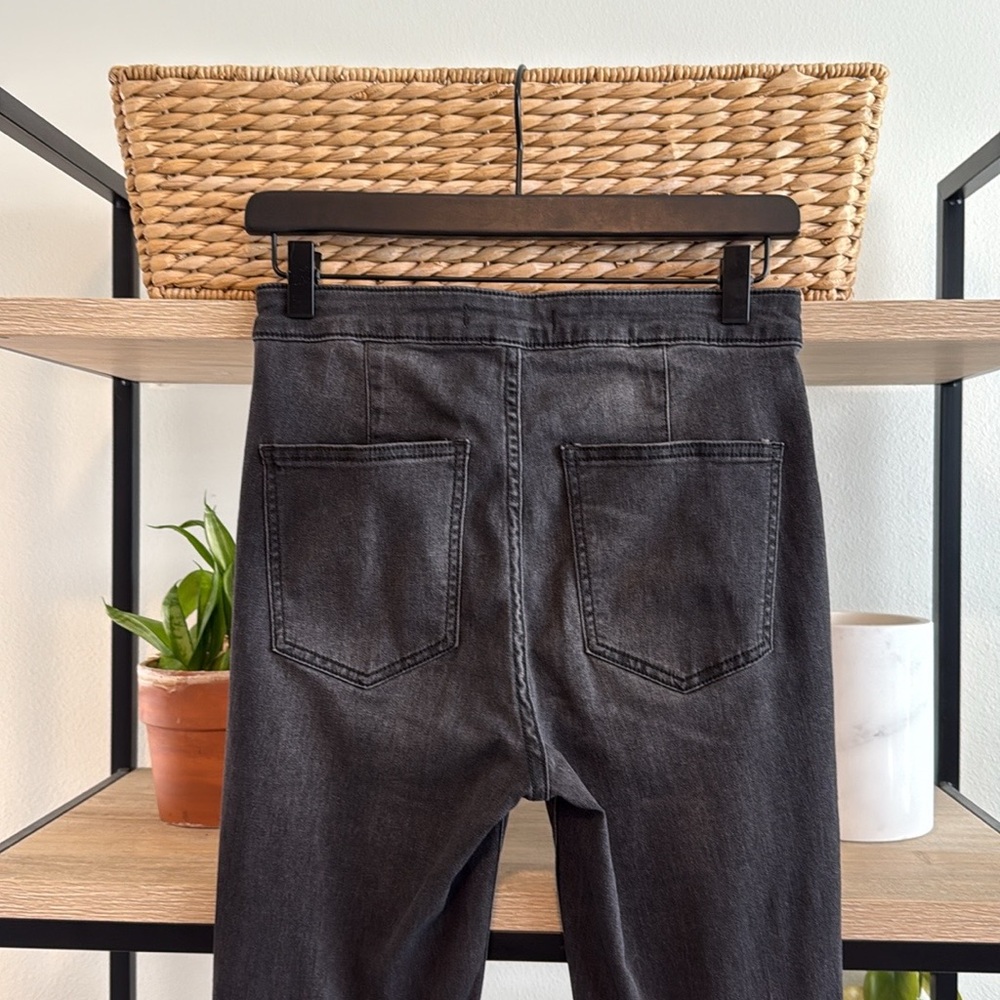 Free People High-Rise Washed Black Raw Hem Bell Bottom Extreme Flare Jeans, 27 - Picture 5 of 8